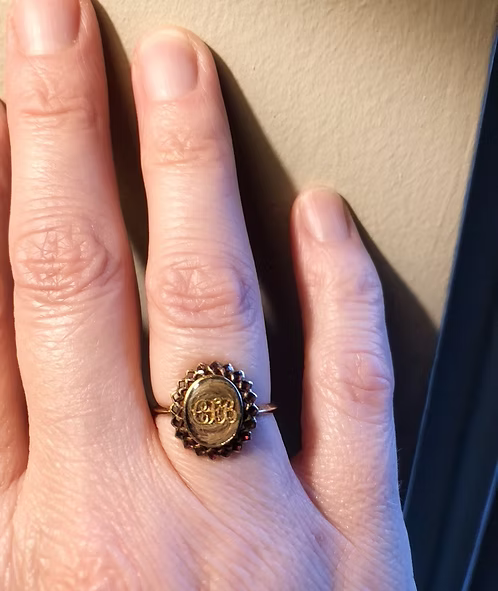 Georgian Garnet Halo Mourning Ring