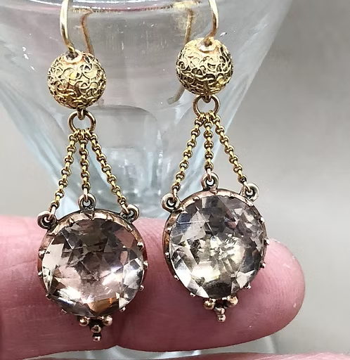 Foiled Quartz Georgian Earrings