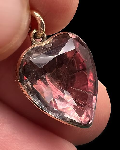 Foiled Rock Crystal Georgian Heart Pendant