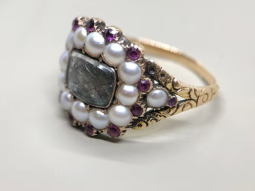 Ruby and pearl mourning ring c.1810