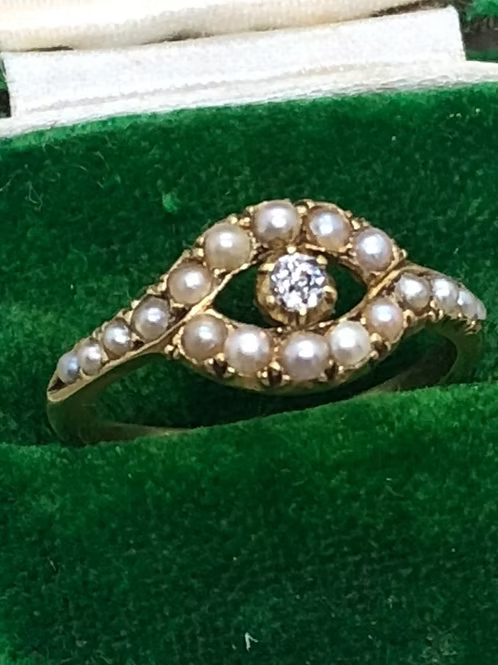 Victorian Pearl and Diamond 'Eye' ring