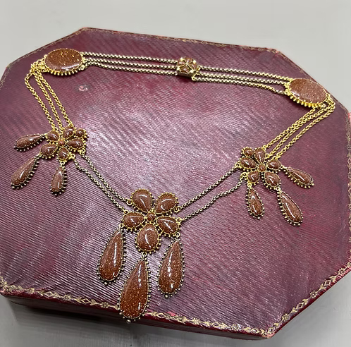 Aventurine Georgian Pansy Necklace