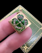 18ct Enamel Clover Locket