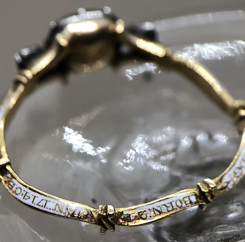 White enamel mourning ring for two members of the Hodge family