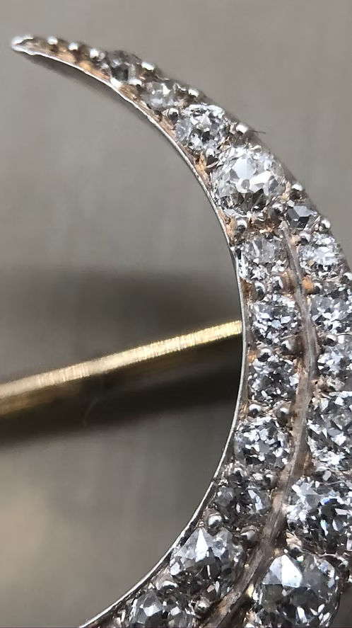 Victorian Old-Cut Diamond Crescent Moon