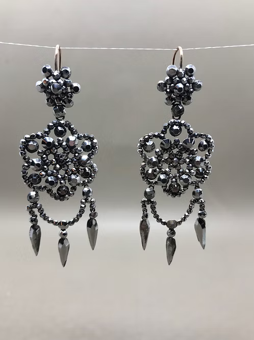 Cut Steel Chandelier Earrings
