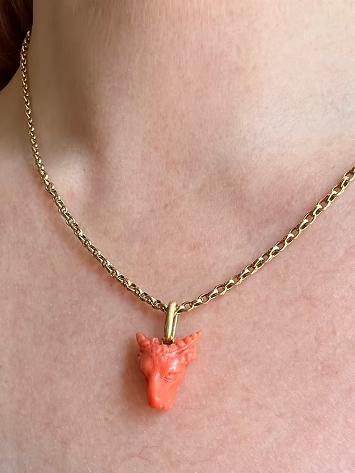 Coral Ram's Head Amulet