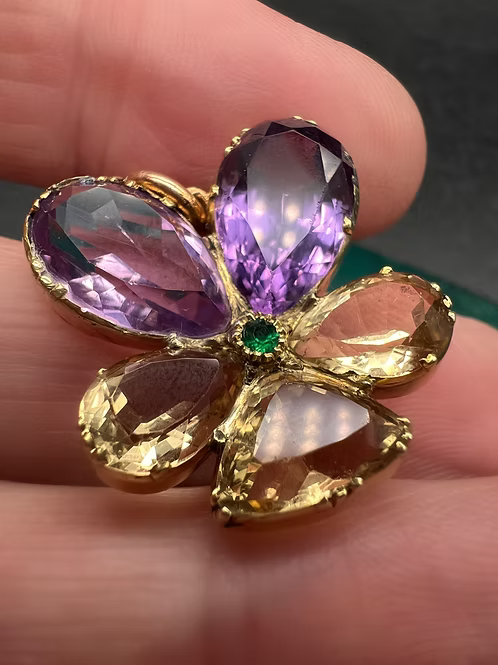 Citrine and Amethyst Pansy