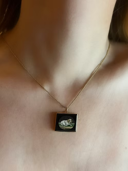 Micromosaic Spaniel pendant