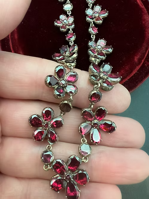 Georgian Garnet Pansy Necklace