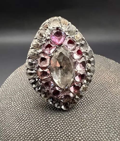 18th century Portuguese Rock Crystal and Pink Topaz Ring