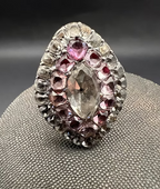 18th century Portuguese Rock Crystal and Pink Topaz Ring