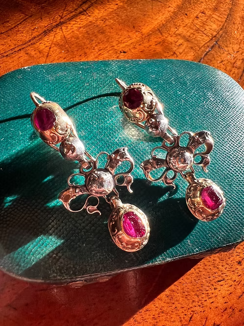 Ruby and Diamond Pendeloque Earrings