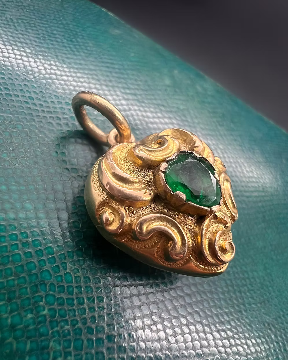 Emerald Repoussé Heart
