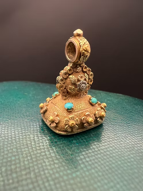 Three Colour Gold Floral Fob Seal