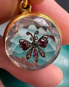Rock Crystal and Gem Butterfly Pendant