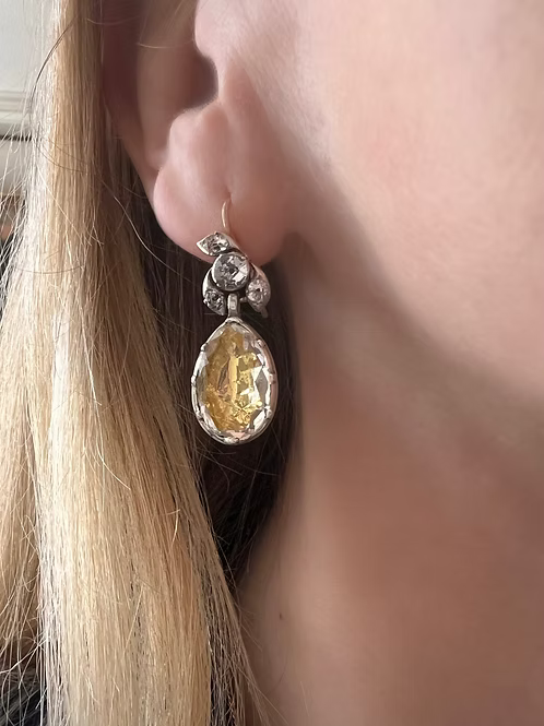 Foiled Georgian Rock Crystal Earrings