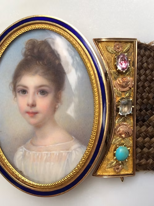 French Sentimental Portrait Miniature of a Young Girl c.1830