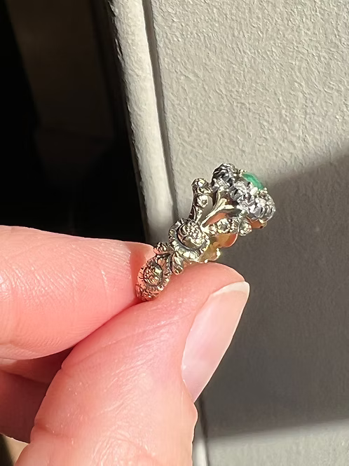 Georgian Emerald and Diamond Cluster