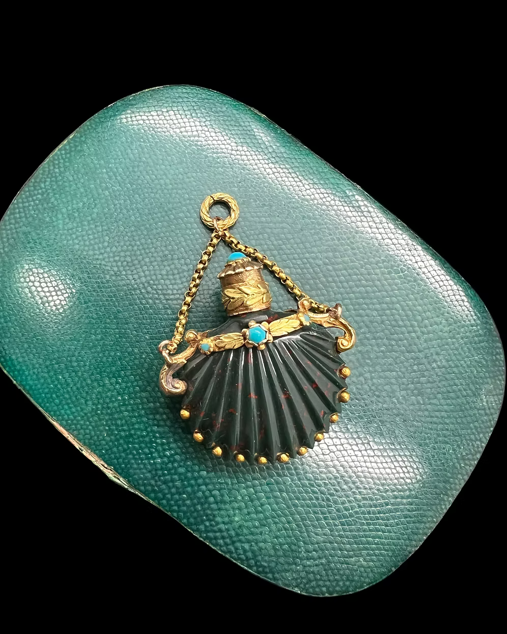 Bloodstone Scallop Scent Bottle Pendant