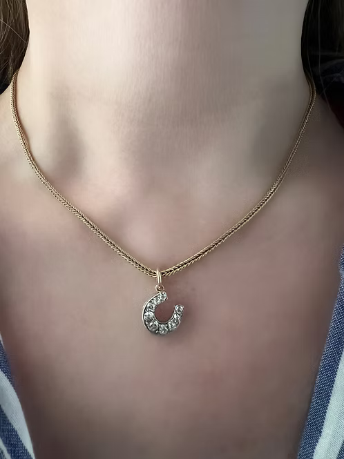 Old Cut Diamond Horseshoe Pendant