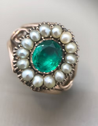 Emerald and Pearl Georgian Cluster Ring c.1810