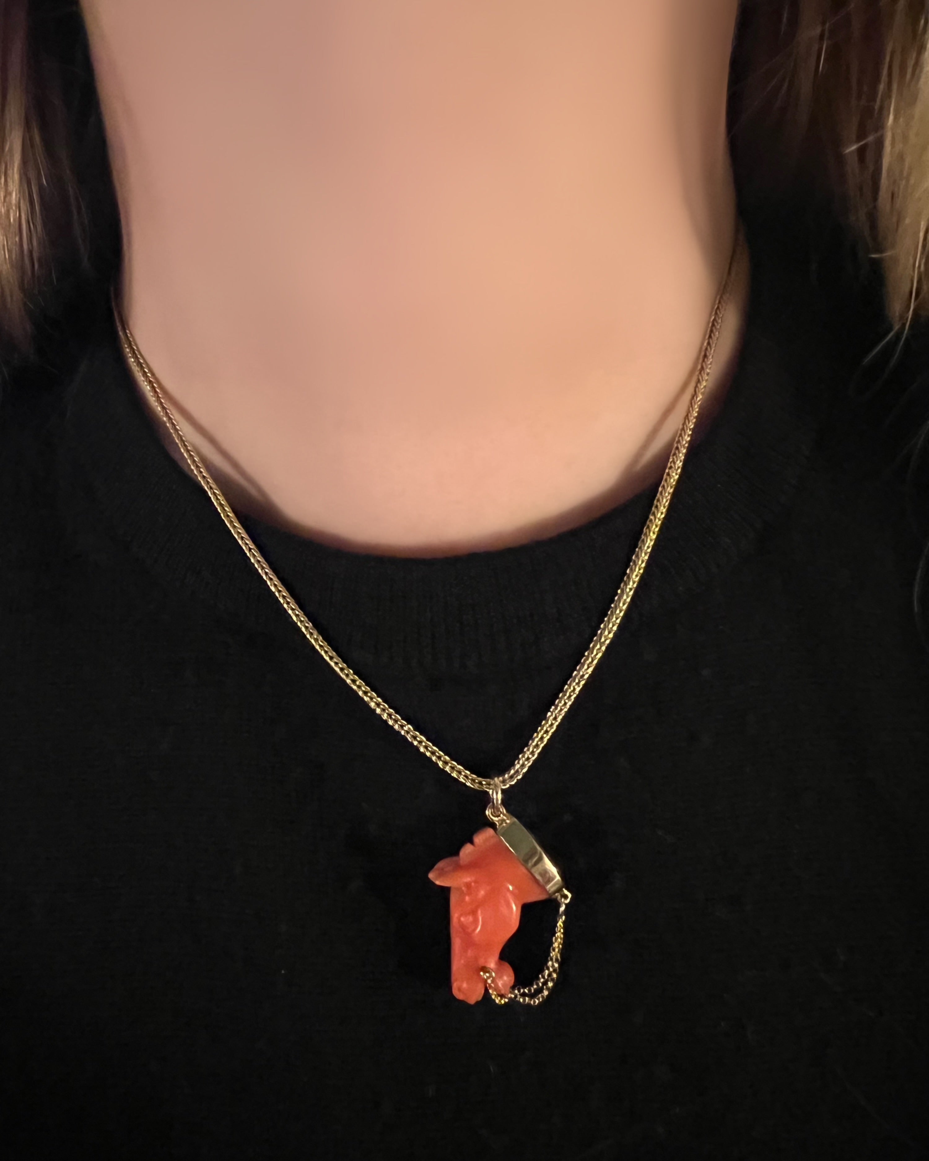 Coral Horse Pendant