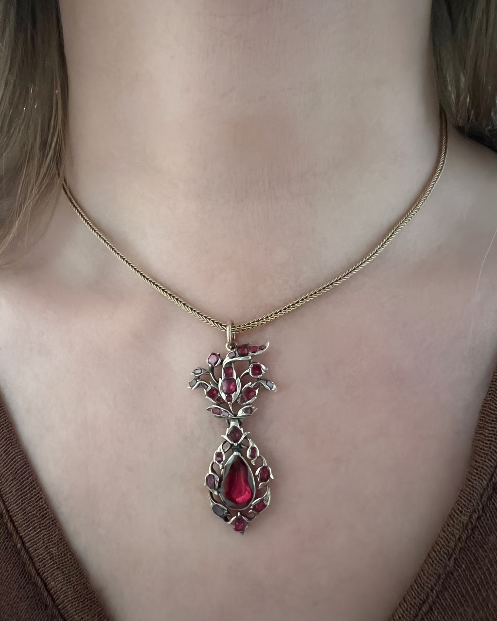 Garnet Rococo Pendant