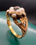 Georgian Ruby and Pearl Pansy Ring