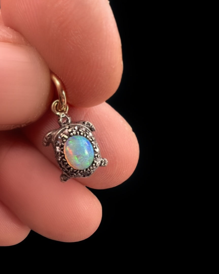 Opal and Diamond Tortoise Pendant