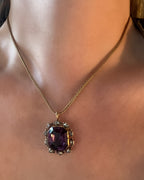 Victorian Amethyst and Diamond Foiled Pendant