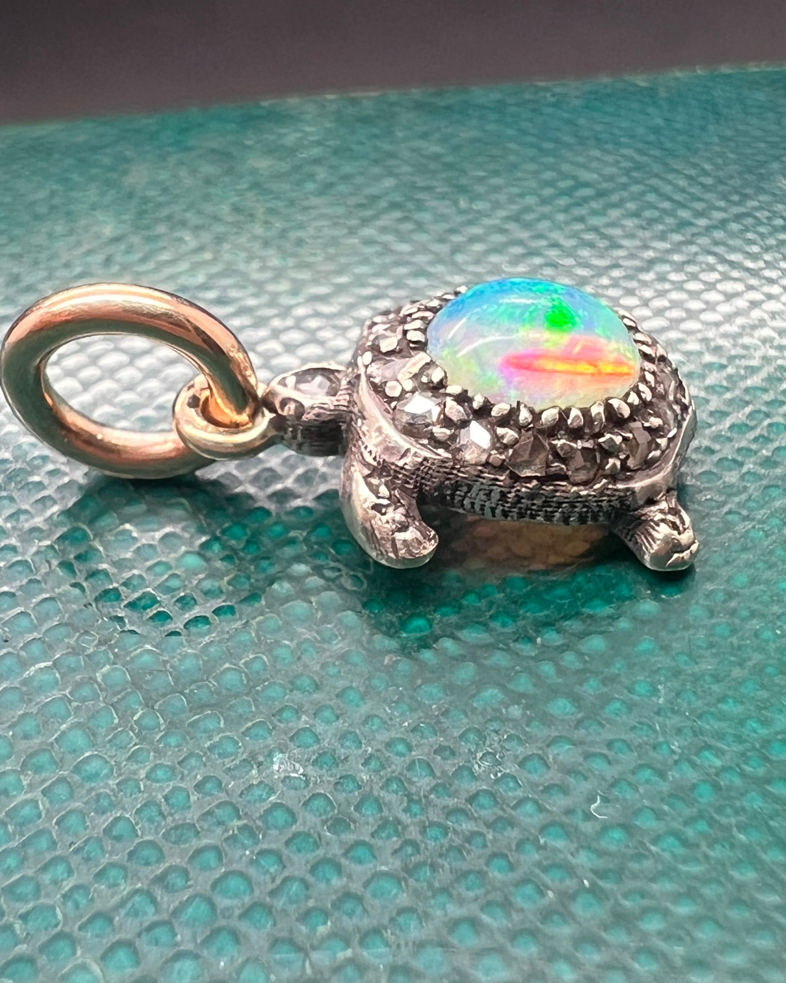 Opal and Diamond Tortoise Pendant