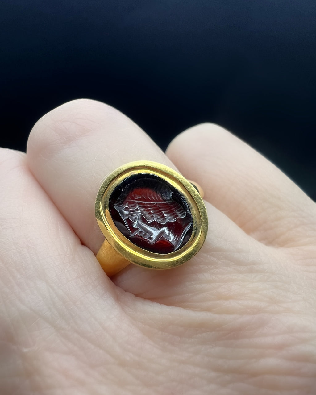 Garnet Intaglio Ring
