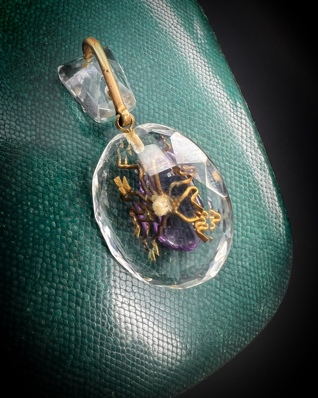 Rock Crystal and Amethyst Beetle Pendant