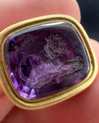 Georgian amethyst Lion Seal and Split Ring