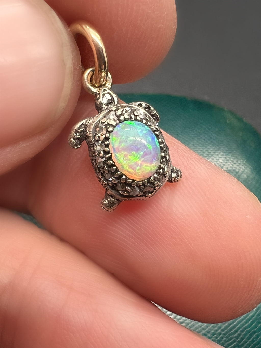 Opal and Diamond Tortoise Pendant