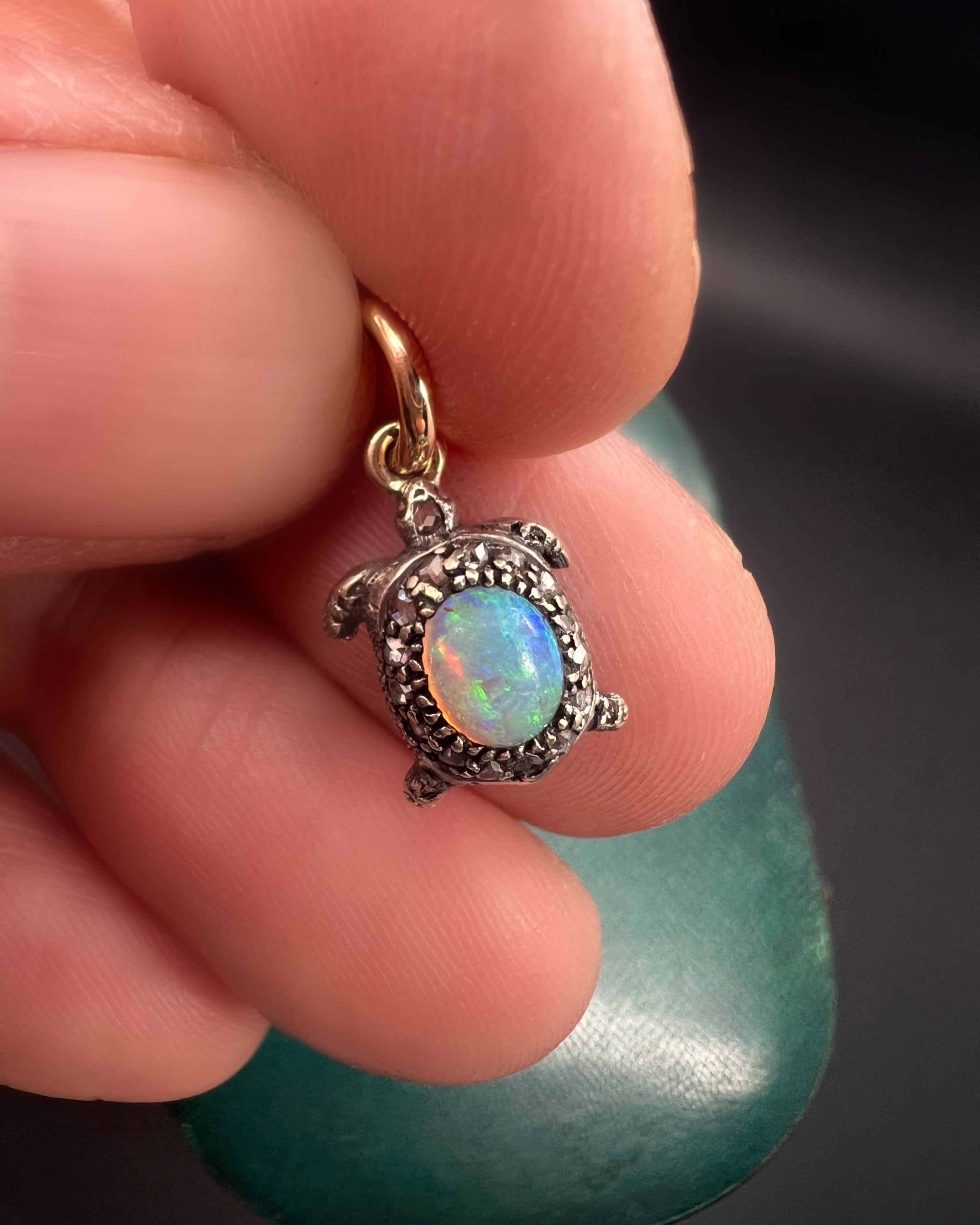 Opal and Diamond Tortoise Pendant