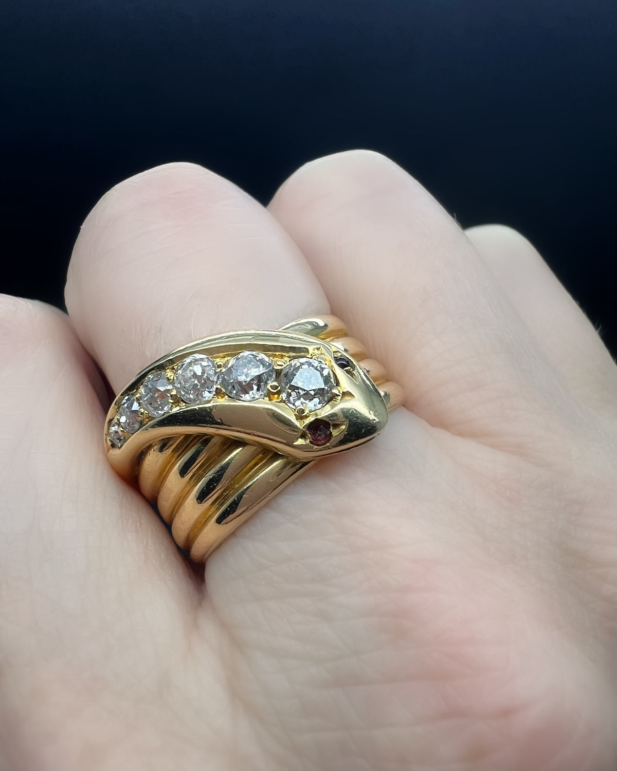 Edwardian Diamond Snake Ring