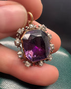 Victorian Amethyst and Diamond Foiled Pendant