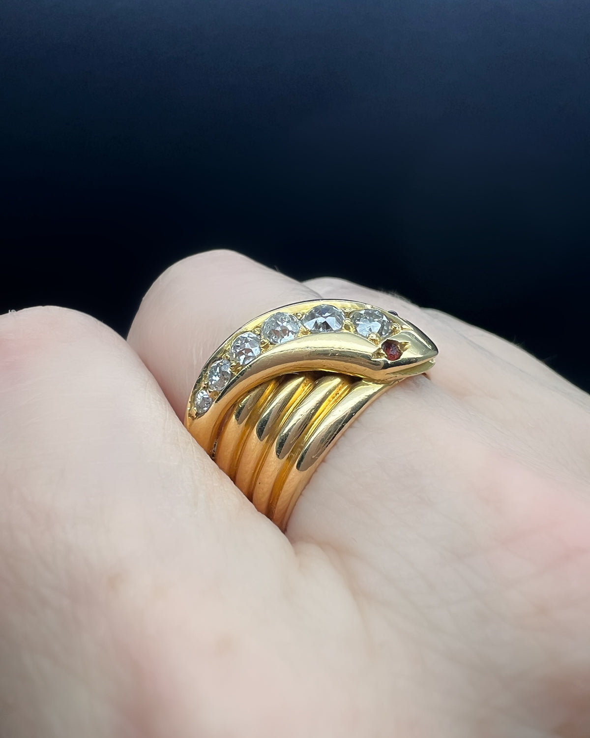 Edwardian Diamond Snake Ring