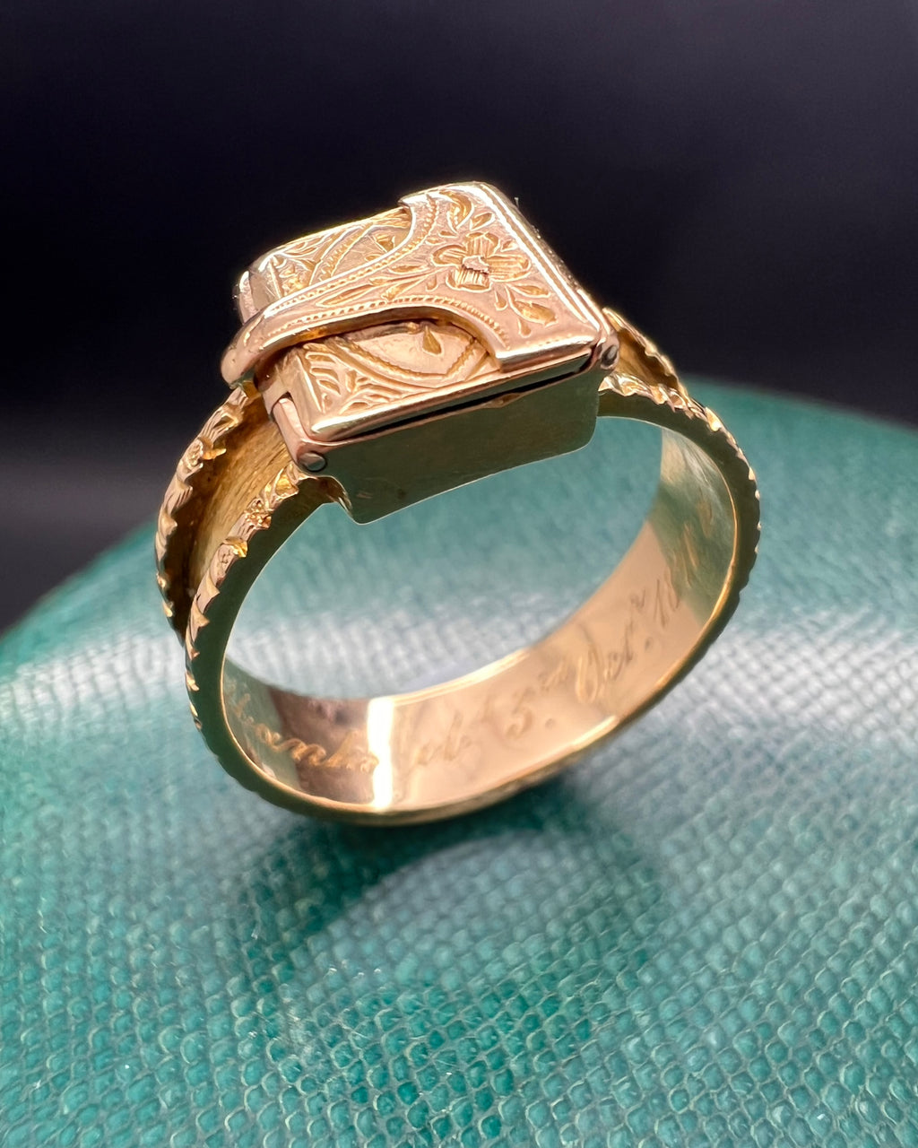 Victorian Envelope Locket Mourning Ring