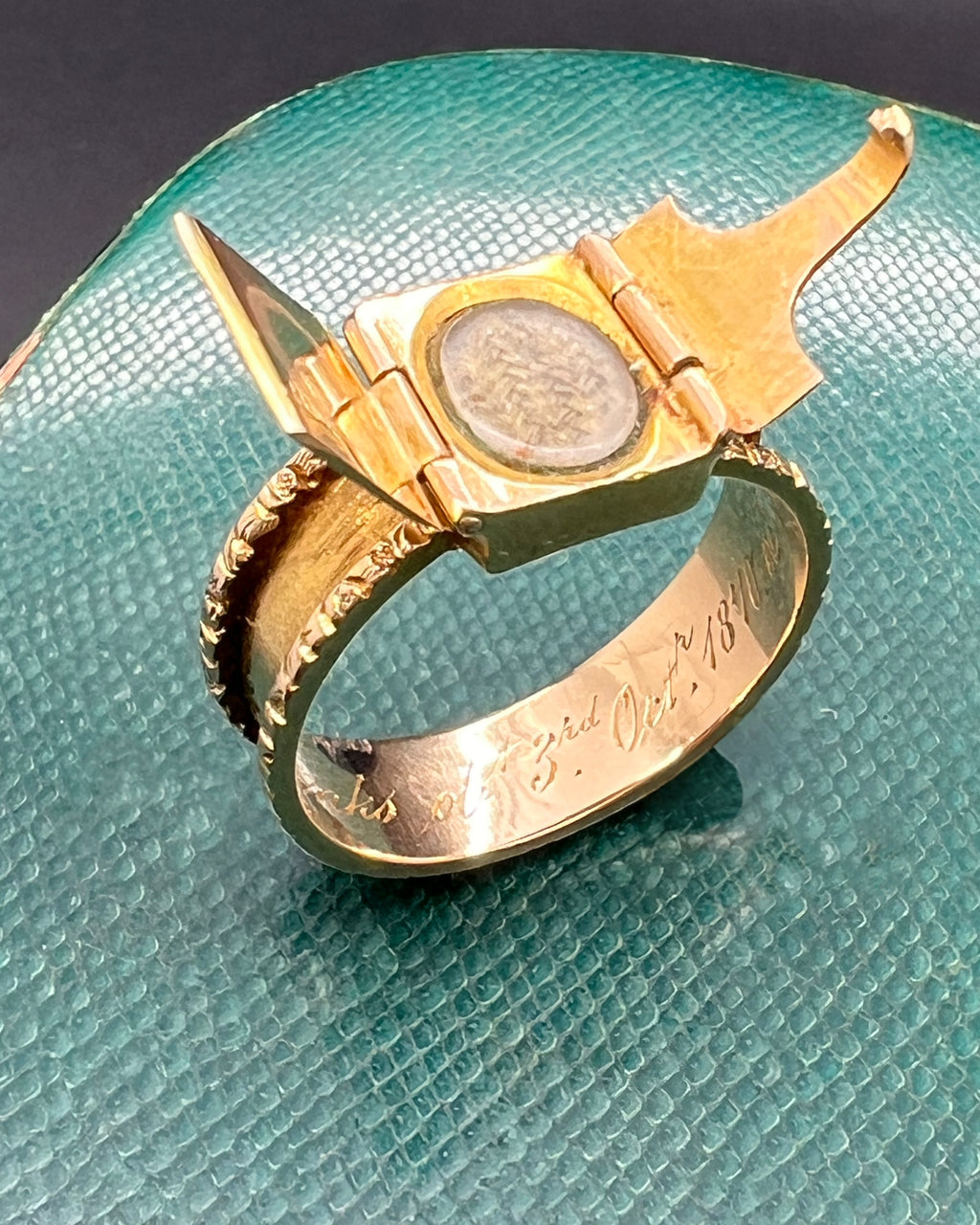 Victorian Envelope Locket Mourning Ring