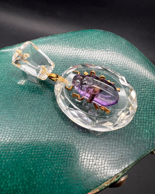 Rock Crystal and Amethyst Beetle Pendant