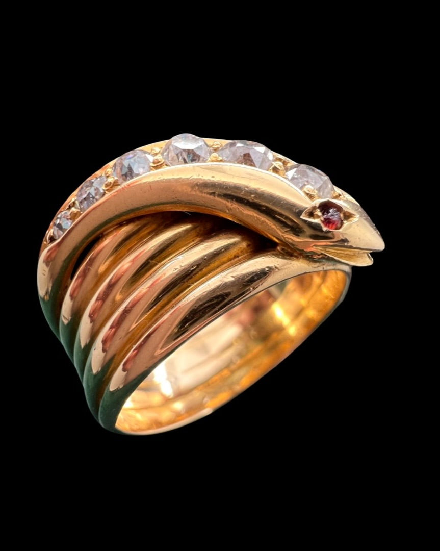 Edwardian Diamond Snake Ring