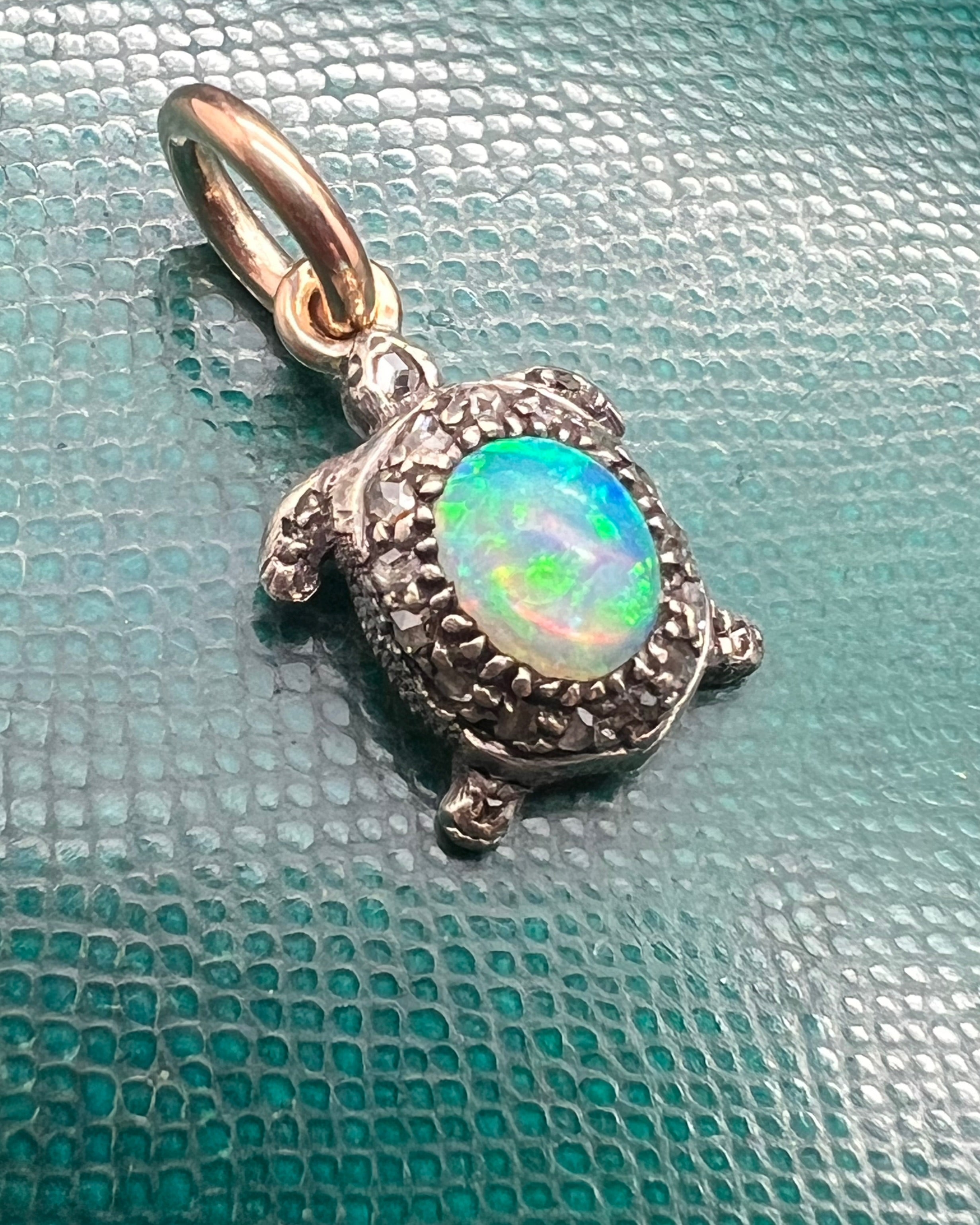 Opal and Diamond Tortoise Pendant