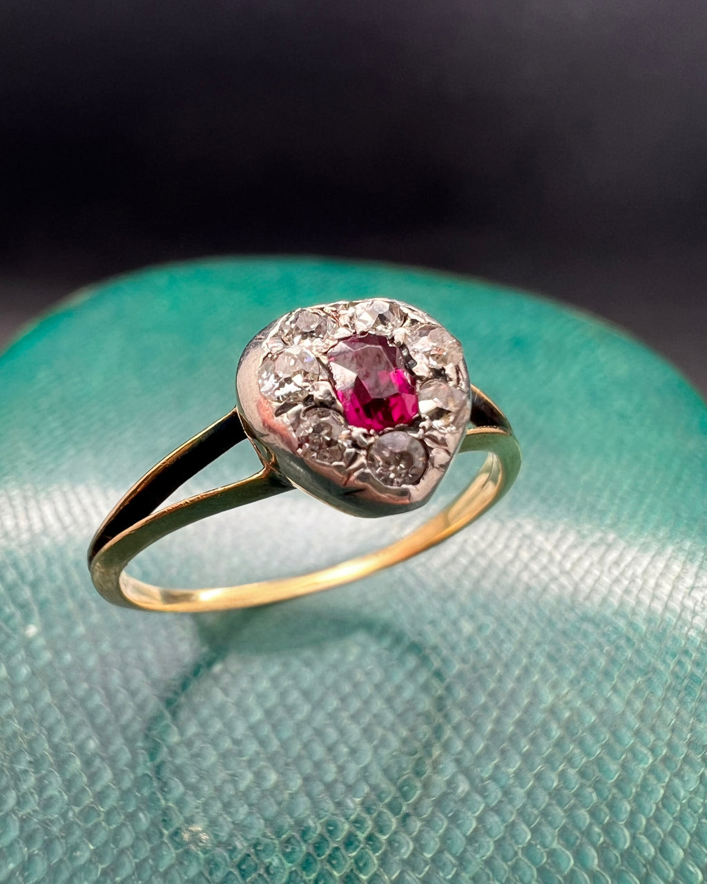 Ruby and diamond locket ring