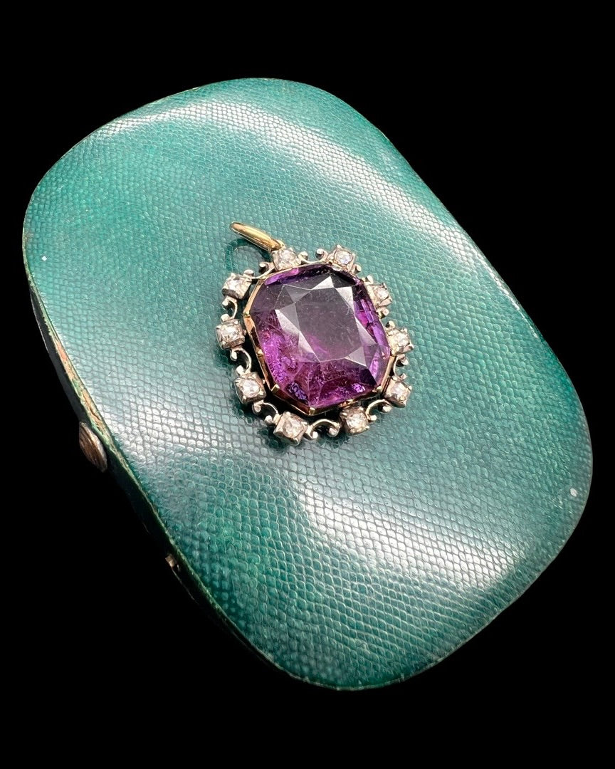 Victorian Amethyst and Diamond Foiled Pendant