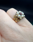 Georgian Ruby and Pearl Pansy Ring