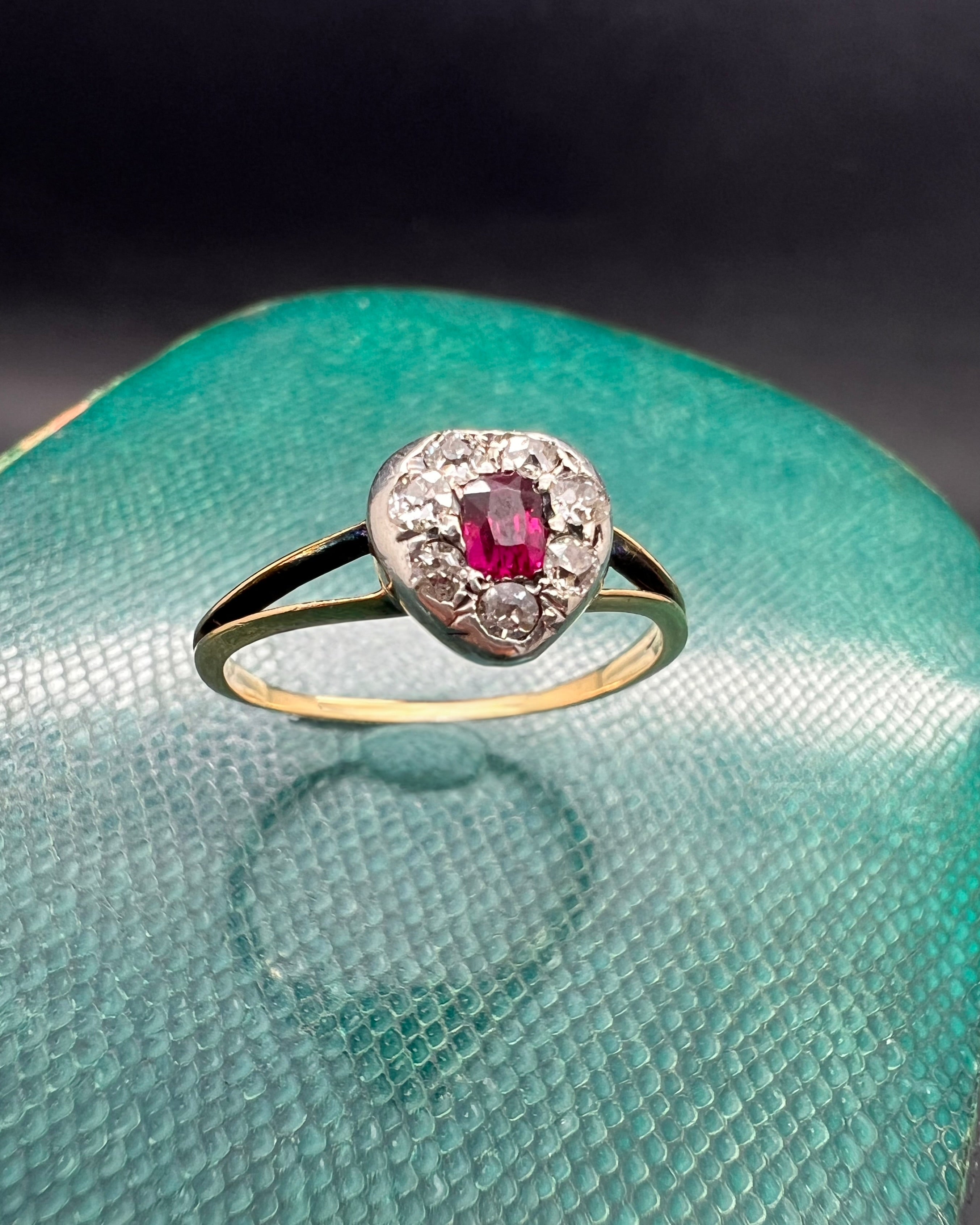 Ruby and diamond locket ring